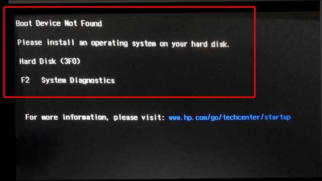 how to Fixed Boot Device Not Found | Hard Disk (3f0) error in Laptop