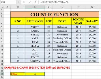 Count Specific Text Using Countif Formula in Excel