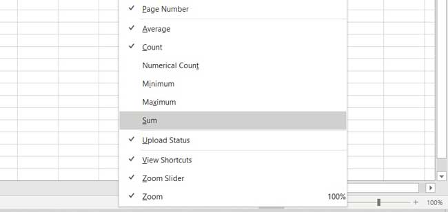 Sum Not Showing in Status Bar in Excel