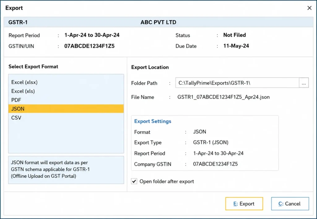 JSON File Export 
